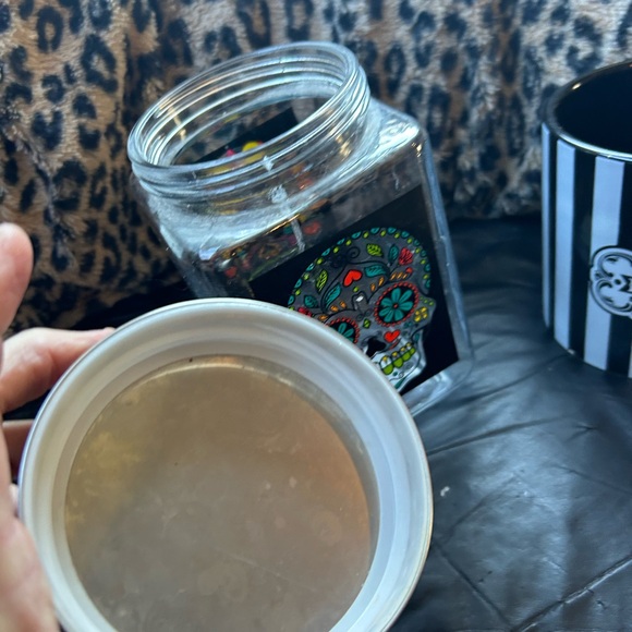 MEXICAN DAY DEAD GLASS CANISTER dog treats storage holder kitchen candy - Picture 5 of 5